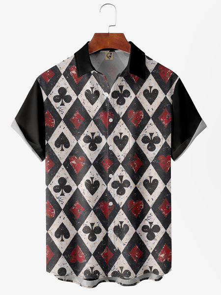 

Poker Symbo Pocket Short Sleeve Hawaiian Shirt, Black, Men Shirts