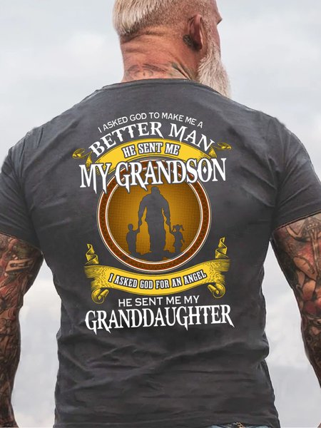 

Mens I Asked God To Make Me A Better Man He Sent Me My Grandson I Asked God For An Angel Granddaughter Letters Cotton T-Shirt, Gray, Hoodies&Sweatshirts