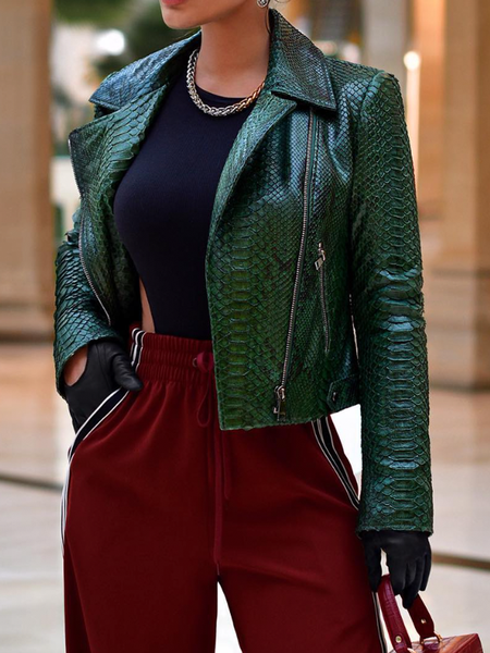 

Plain Regular Fit Lapel Collar Long sleeve Jacket, Green, Jackets
