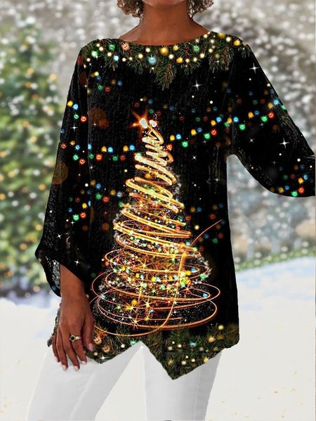 

Casual Christmas Loose Tops, Multicolor, Tunics