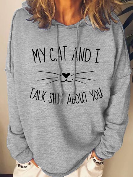 

Lilicloth X Y My Cat And I Talk Shit About You Women's Sweatshirt, Gray, Hoodies&Sweatshirts