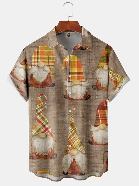 

Gnomes Chest Pocket Short SleeveShirt, Deep khaki, Men Shirts