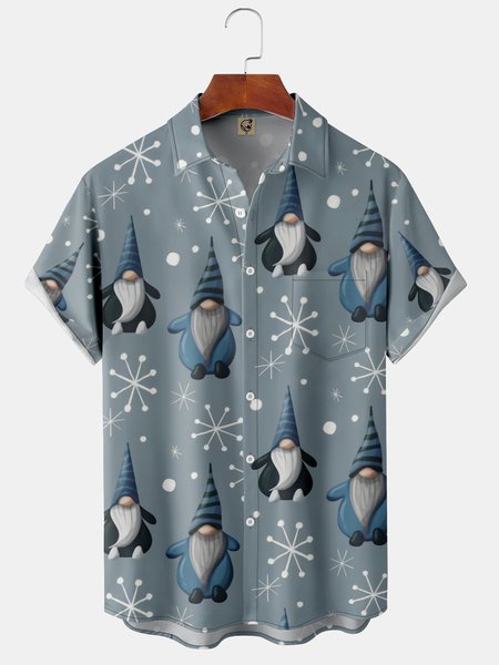 

Gnomes Chest Pocket Short Sleeve Shirt, Light blue, Men Shirts
