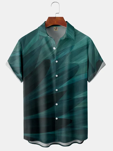 

Leaf Chest Pocket Short Sleeve Shirt, Green, Men Shirts