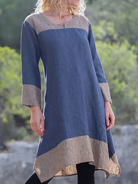 

Crew Neck Regular Fit Boho Dresses, Blue, Dresses