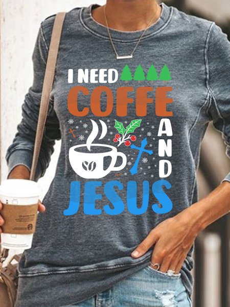 

Lilicloth X Jessanjony I Need Coffee And Jesus Christmas Women's Sweatshirts, Gray, Hoodies&Sweatshirts
