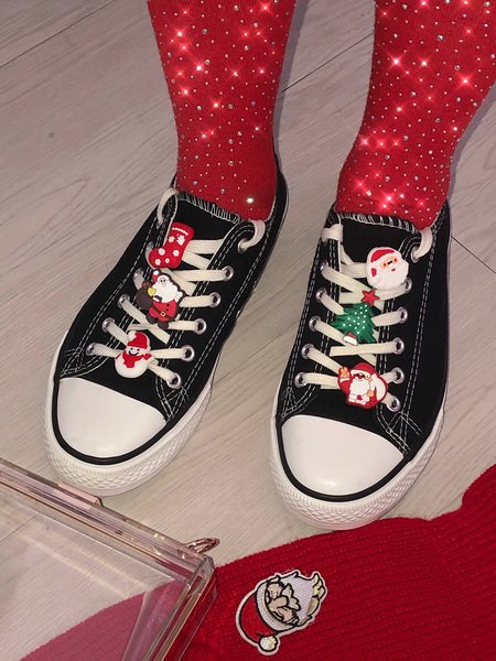 Christmas Accessories Decoration Black Canvas Shoes, Sneakers