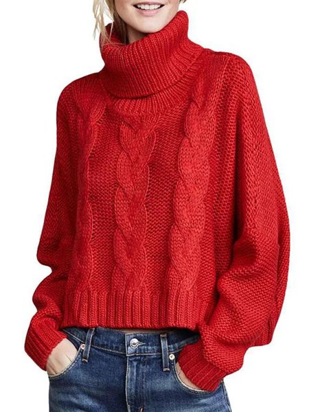 

Casual Regular Long sleeve Casual Sweater, Red, Pullovers