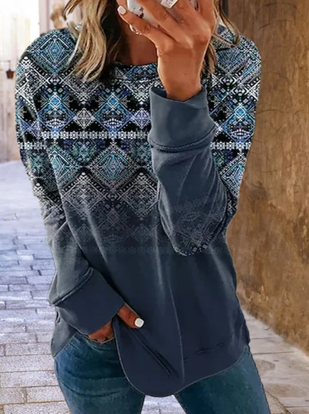 

Casual Crew Neck Ethnic Sweatshirts, Multicolor, Sweatshirts & Hoodies