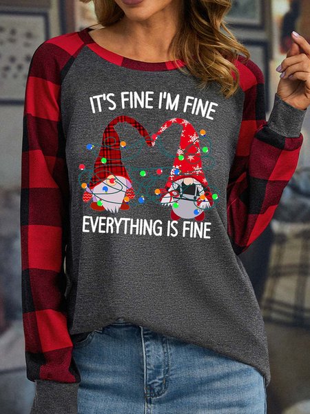 

Women Merry Christmas It’s Fine Gnomes Christmas Casual Tops, Deep gray, Long sleeves