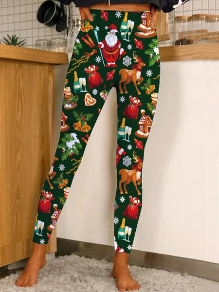 

Women Christmas Simple Leggings, Black, Leggings
