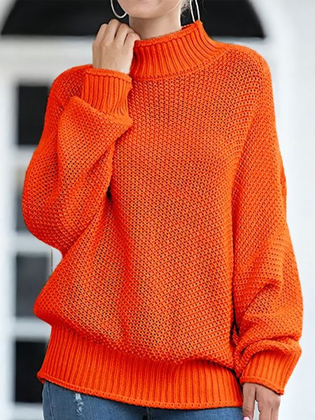 

Long sleeve Regular Size Casual Sweater, Orange, Pullovers