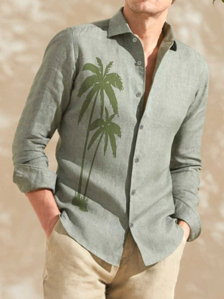 Cotton Hawaii Resort Casual Long Sleeve Shirt
