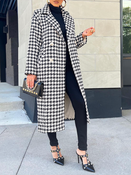 

Urban Lapel Collar Long sleeve Mid-long Overcoat, Black, Coats