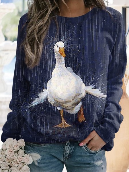 

Crew Neck Animal Casual Sweatshirts, Blue, Sweatshirts & Hoodies