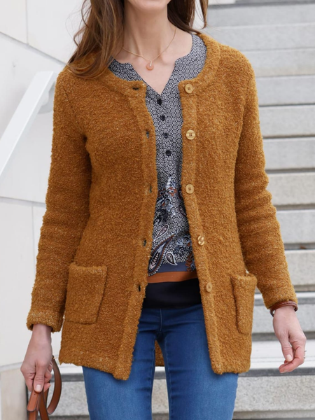 

Fluff/Granular Fleece Fabric Regular Fit Plain Teddy Jacket, Coffee, Sweaters