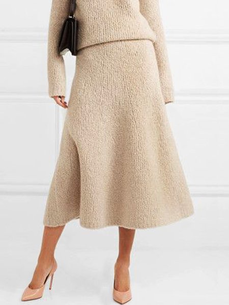 

Plain Elegant Simple Skirt, Apricot, Skirts