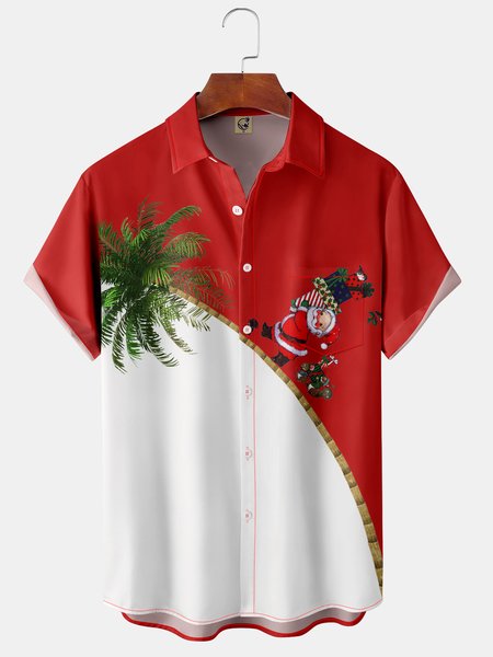 

Christmas Chest Pocket Short Sleeve Shirt, Red, Short Sleeve Shirts