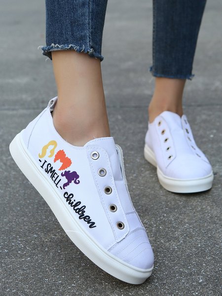 

Children I Smile Print White Canvas Shoes, Sneakers