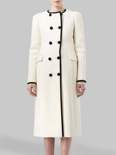 

Long sleeve Elegant Color Block Crew Neck Jacket, Off white, Jackets