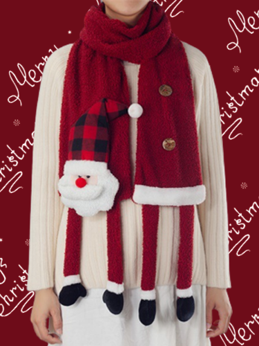 

Christmas 3D Red Santa Claus Pattern Scarf Holiday Party Scarf Autumn Winter Warmth, Women Scarves & Shawls