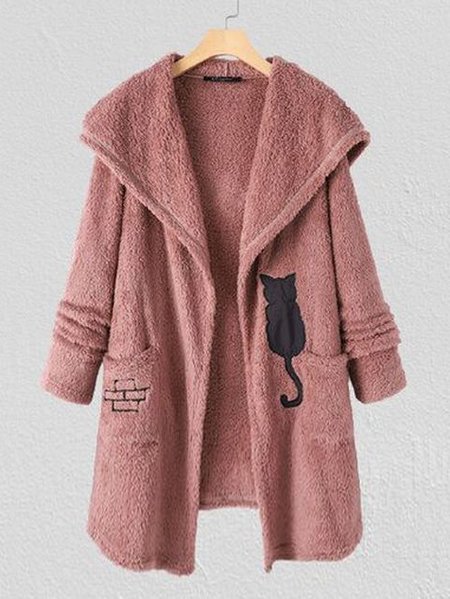 

Scratching Fun Cat Hooded Coat, Pink, Outerwear