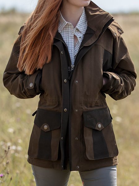 

Casual Color Block Hoodie Other Coat, Brown, Jackets
