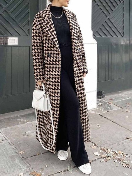 

Long sleeve Elegant Regular Fit Lapel Collar Overcoat, Black, Coats