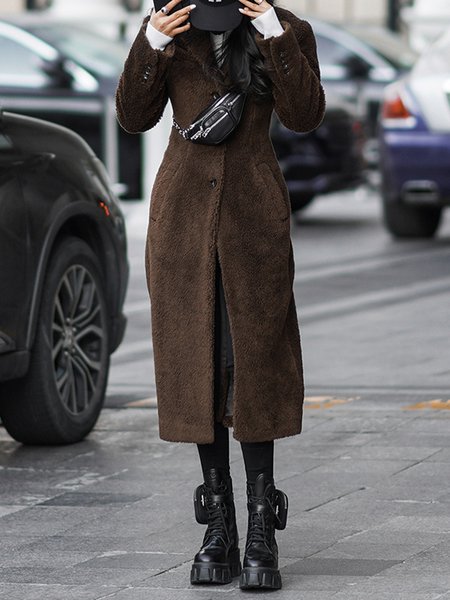 

Long sleeve Regular Fit Elegant Teddy Jacket, Coffee, Others