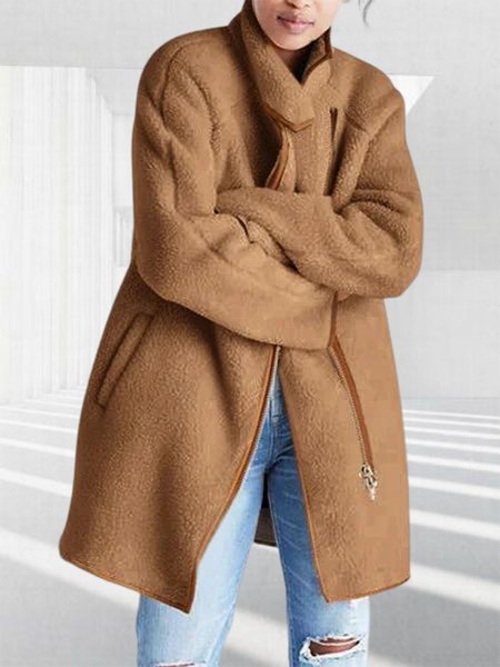 

Long sleeve Regular Size No Elasticity Jacket, Camel, Jackets