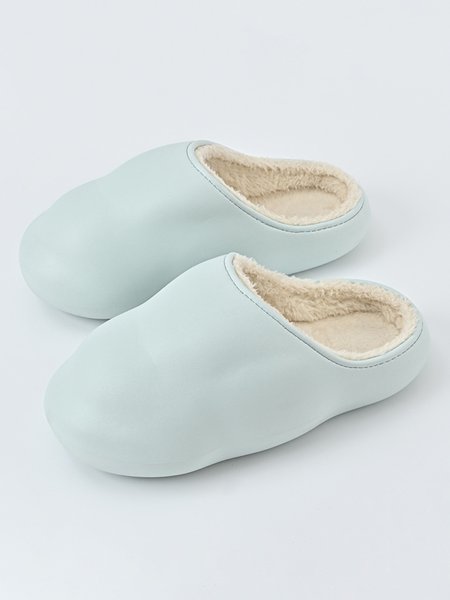 

Plus Size Warm Lined EVA Slippers, Light blue, Women Shoes