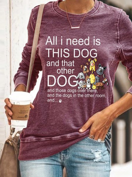 

Women All I Need Need Is This Dog Pet Lover Regular Fit Simple Sweatshirt, Red, Hoodies&Sweatshirts