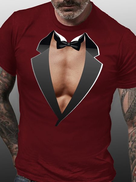 

Mens Funny Party Holiday Tuxedo Muscles T-Shirt, Red, T-shirts