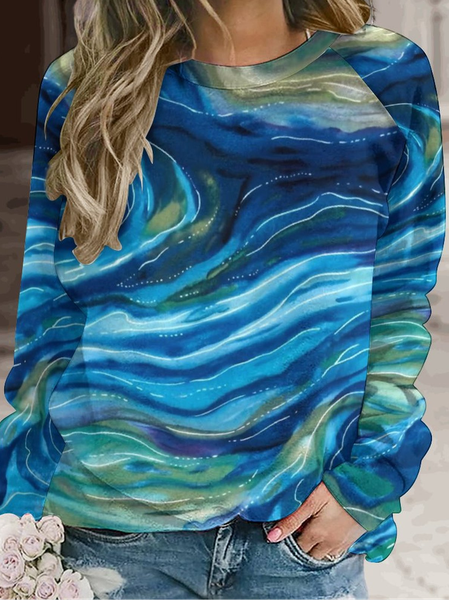 

Womens North American Wildlife Abstract Ocean Print Casual Sweatshirt, As picture, Hoodies&Sweatshirts
