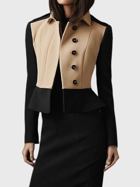 

Urban Color Block Shirt Collar Regular Fit Jacket, Black, Jackets
