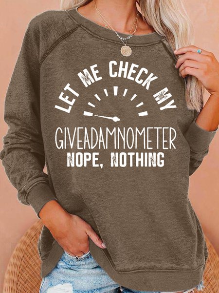 Womens Funny Letters Giveadamnometer Casual Sweatshirt, Coffee, Hoodies&Sweatshirts