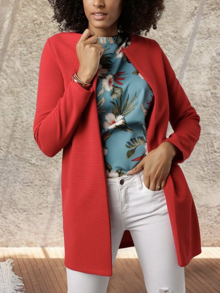 

Christmas Casual Loose Cross Neck Blazer, Red, Outerwear