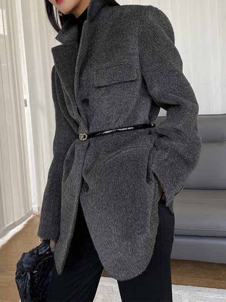 

Urban Regular Fit Plain Long Sleeve Blazer, Deep gray, Blazers