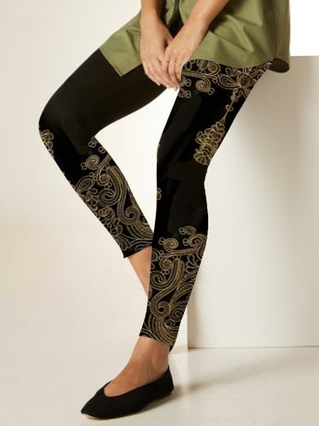 

Ethnic Regular Fit Leggings, Black, Leggings