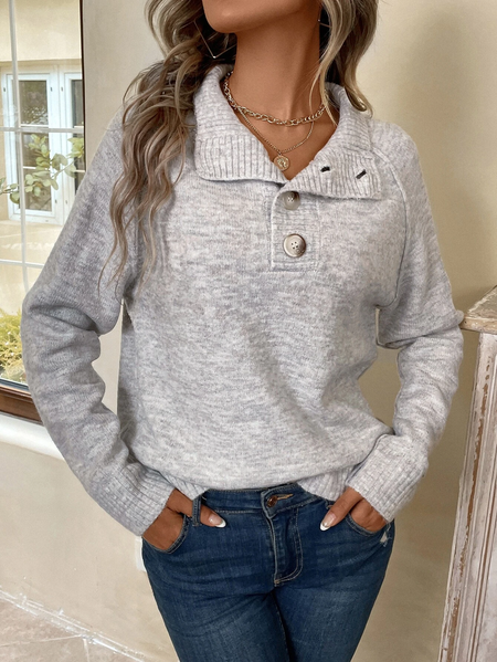

Plain Wool/Knitting Regular Fit Casual Sweater, Gray, Sweaters & Cardigans