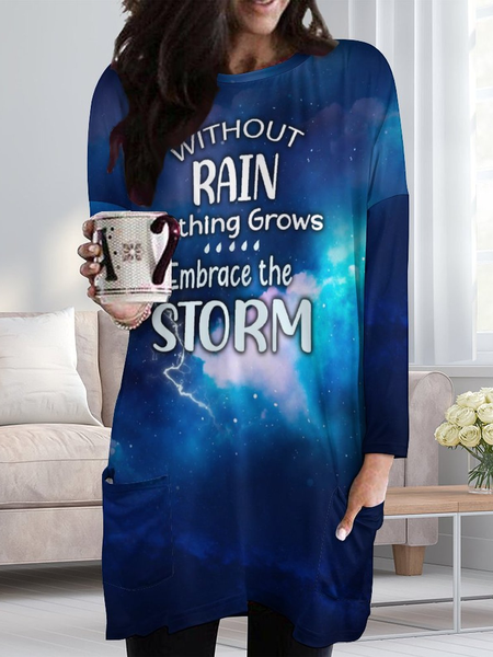 

Lilicloth X Paula Without Rain Nothing Grows Embrace The Storm Women's Casual T-shirt Dress, Blue, Dresses