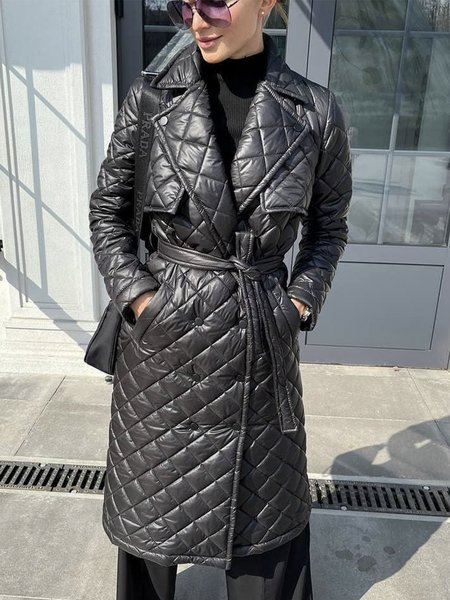 

Urban Long Sleeve Plain Lapel Collar Fleece Coat, Black, Others