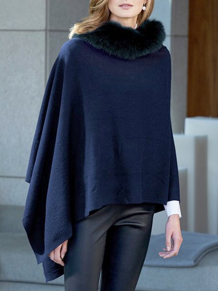 

Plain Loosen Regular Size Casual Sweater, Blue, Pullovers