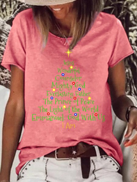 

Womens Christmas Casual Crew Neck T-Shirt, Red, T-shirts
