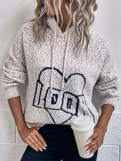 

Loose Hoodie Casual Sweater, White, Sweaters & Cardigans