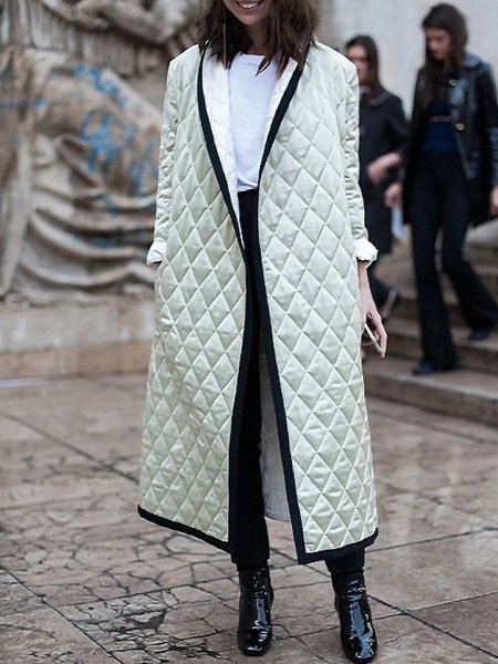 

Long sleeve Shawl Collar Casual Fleece Coat, White, Others