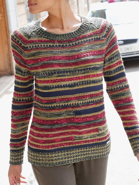 

Vintage Multicolor Crew Neck Knit Sweater, Sweaters