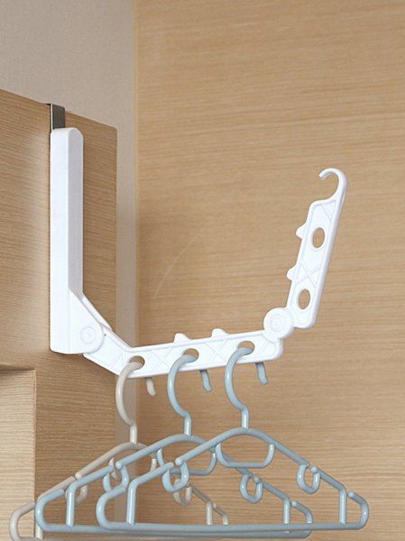 Portable Storage Folding Hanger Hook Indoor Clothes Rack Window Frame Clothes Rod, White, Home＆Garden