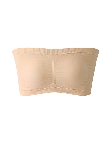 

Women Strapless Double Layer Extended Breast Wrap High Elastic Invisible Underwear Plus Size, Apricot, Bras