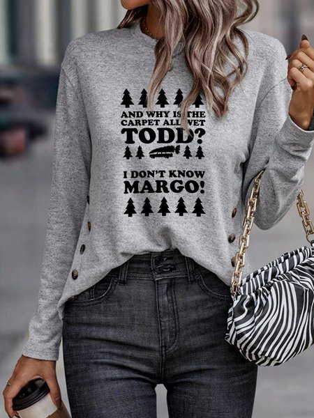 

Casual Crew Neck Text Letters T-Shirt, Gray, Tops